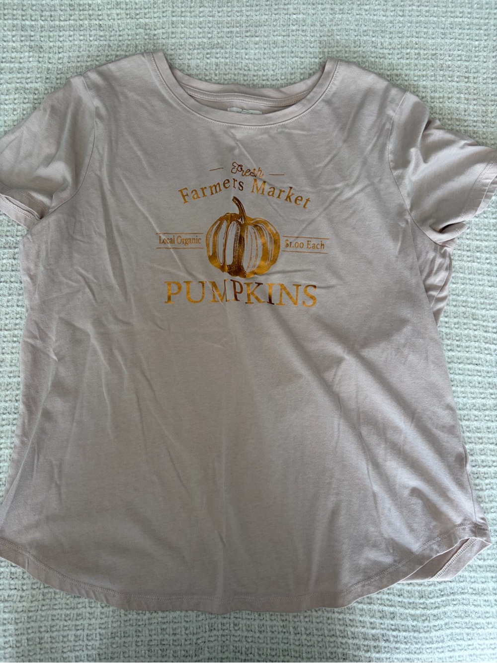 Maurices light pink Graphic Pumpkin Tee with Gold Accents